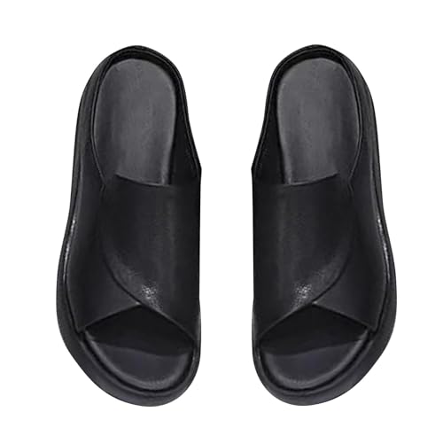 Badeschlappen Mädchen, Slippers Damen Weiß Superweiche Hausschuhe Leichte Muffin Sandalen Plateau Bequeme Badeschuhe Slip On Barfussschuhe Flache Peeptoe Sandalette Freizeit Sommerschuhe von Generisch