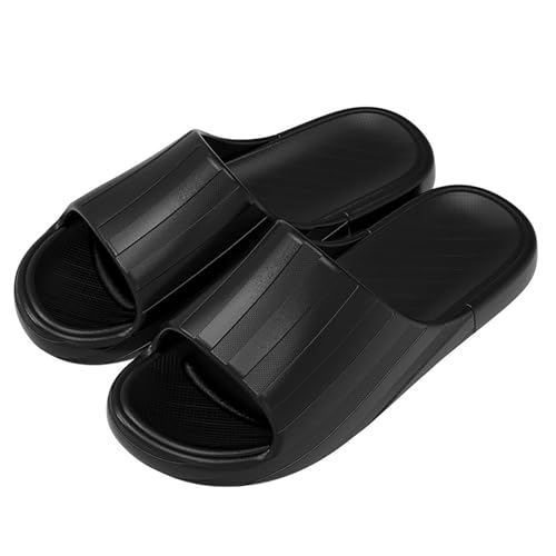 Badeschuhe Damen Slides Sandalen Hausschuhe Herren Unisex Sommer Garten Badelatschen Rutschfest Plattform Badeschlappen Slippers Sommer Slide Indoor/Outdoor (A-Black, 45) von Generisch