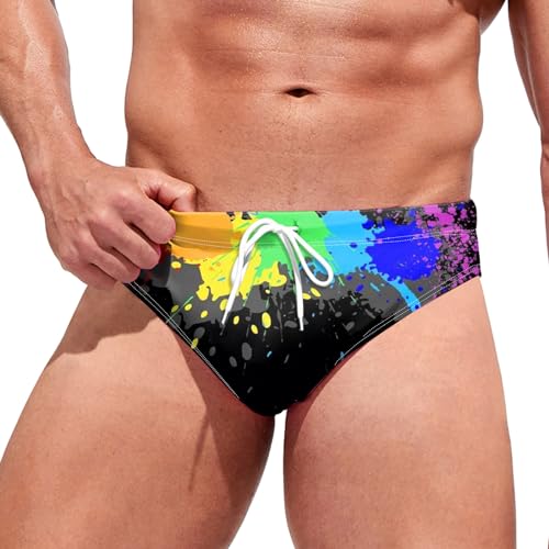 Badeslip Herren Badehose Slip Schwimmhose Kurz Eng Anliegend Badebekleidung Schwimmen Kurze Shorts Badehose Herren Eng Kurz Badeshorts mit Tunnelzug Schwimmhose Badeslip Jungen (03-Dark Gray, L) von Generisch