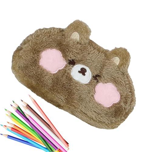 Bären-Federmäppchen – Plüsch-Schreibwaren-Federmäppchen, niedliches Federmäppchen, Bären-Federmäppchen, großes Federmäppchen, Schulbedarf für Teenager, , Refer to description, Uni von Generisch