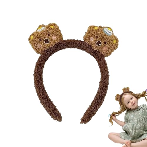 Bärenohren Stirnband,Beauty Stirnband - Niedliches Plüsch-Make-up-Stirnband - Dekorativer Haarschmuck, weicher Plüsch-Haarreifen für Frauen, Teenager, Mädchen von Generisch