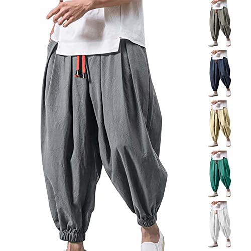 Baggy Haremshose Herren Sommer Leinenhose Leichte Sommerhose Weite Pumphose Pluderhose Aladinhose mit Kordelzug Elastischer Taille Japanische Freizeithose für Männer Junge Y2K Hippie Hose Streetwear Baggy Haremshose Herren Sommer Leinenhose Leichte Sommerhose Weite Pumphose Pluderhose Aladinhose mit Kordelzug Elastischer Taille Japanische Freizeithose für Männer Junge Y2K Hippie Hose Streetwear von Generisch