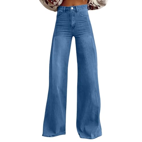 Baggy Jeans Damen 70er Jahre Schlaghose Boho 60er Hose Hippie Blumen High Waist Outfit Disco Kostüm Yogahose Gerades Bein Denimhose Stretch High Waist Jeanshosen Bequeme Hose Mit Taschen von Generisch