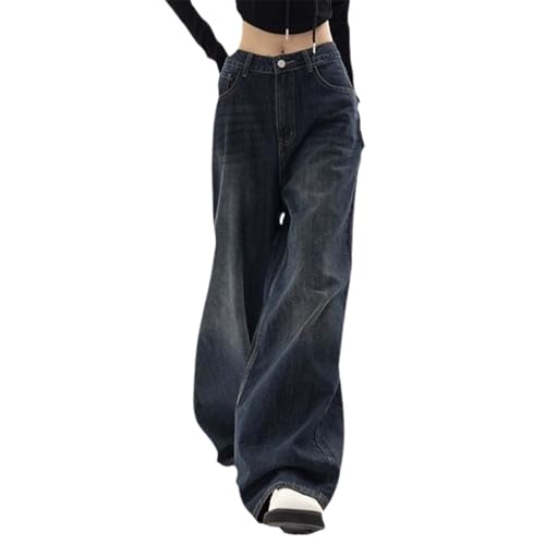 Baggy Jeans Damen Boyfriend Y2k Jeanshose Hip Hop Straight Vintage Low Waist Denim Hose Breites Bein Locker Streetwear Schlupfjeans Freizeithose von Generisch