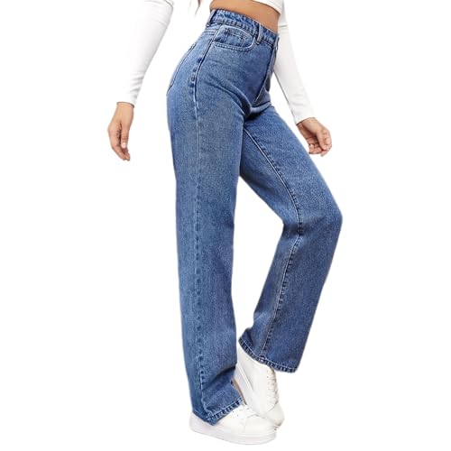 Baggy Jeans Damen Jeanshose High Waist Cargo Jean Weite Vintage Hose Frauen Mädchen Boyfriend Jeanspants Jeans Damen High Waist Stretch Curvy Komfortabel Und Modisch von Generisch