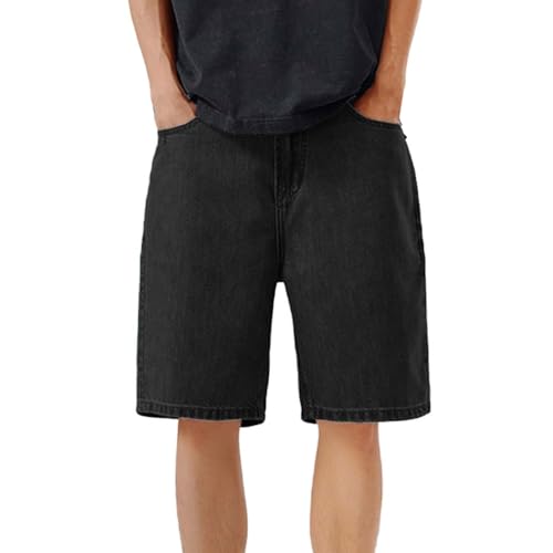 Baggy Jeans Herren Kurz Hosen Vintage Bermuda Jeanshose Gerades Bein Einfarbig Jeanshorts Sommer Lockere Kurze Hosen Männer Urlaubs Laufhose Sommerhose Leicht Komfortabel Freizeithose von Generisch