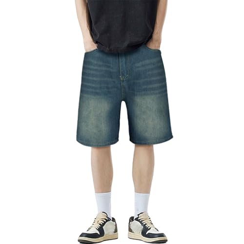 Baggy Jeans Herren Kurz Vintage Bermuda Jeanshose Gerades Bein Herren-Shorts mit Tasche Knielang Denim Sommer Lockere Kurze Hosen Männer Einfarbig Baggy Jeans Shorts Jorts für Urban Baggy Jeans Herren Kurz Vintage Bermuda Jeanshose Gerades Bein Herren-Shorts mit Tasche Knielang Denim Sommer Lockere Kurze Hosen Männer Einfarbig Baggy Jeans Shorts Jorts für Urban von Generisch