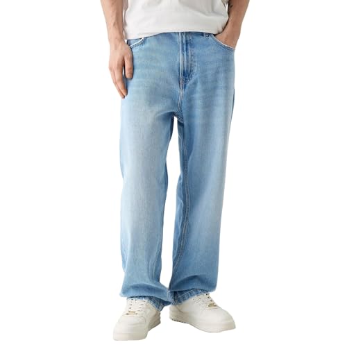 Baggy Jeans Herren Y2k Streetwear Vintage Jeanshosen Casual Loose Fit Denim Pants mit Weites Bein Lässig Männer Straight Leg Freizeithose Teenager Jungen Bootcut Jeans Herren von Generisch