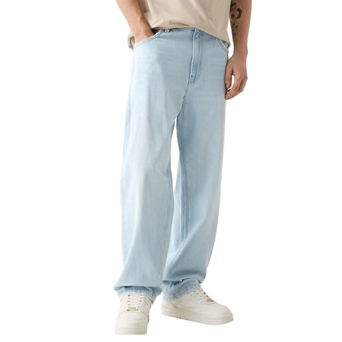 Baggy Jeans Herren Y2k Streetwear Vintage Jeanshosen Casual Loose Fit Denim Pants mit Weites Bein Lässig Männer Straight Leg Freizeithose Teenager Jungen Bootcut Jeans Herren von Generisch