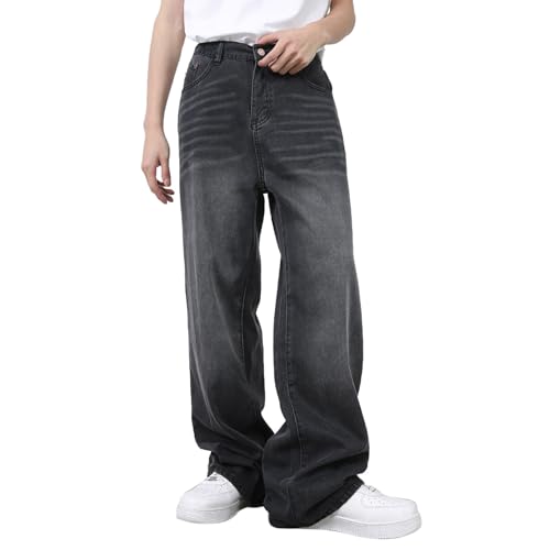 Baggy Jeans Herren Y2k Streetwear Vintage Jeanshosen Casual Loose Fit Denim Pants mit Weites Bein Lässig Männer Straight Leg Freizeithose Teenager Jungen Bootcut Jeans Herren von Generisch