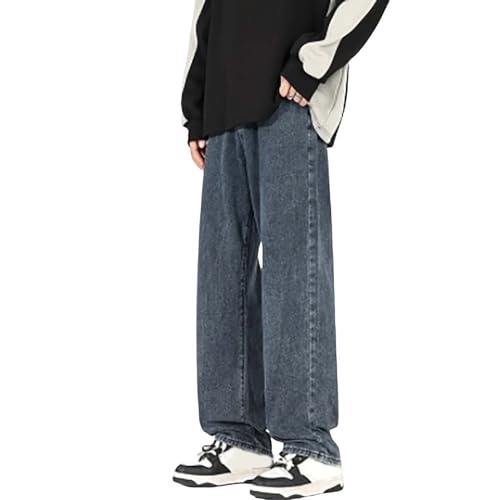 Baggy Jeans Loose Fit Jeanshose Y2k Cargohose Denim Hosen Weite Bein Cargo Jeans Streetwear Straight Jogginghose Schlupfjeans von Generisch
