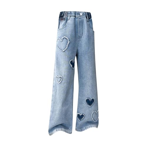 Baggy Jeans Mädchen High Waist Jeanshose Cargo Hosen Weites Bein Jeans Hosen Y2K Boyfriend Cargohose Schlaghose Wide Leg Denim Freizeithose Mit Taschen Streetwear Hip Hop Pants 120-170 von Generisch