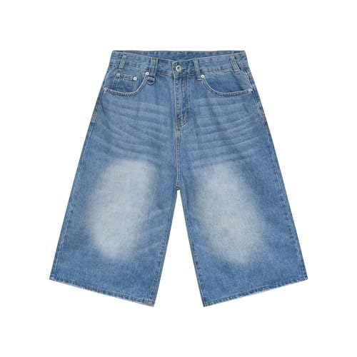 Baggy Jeans Shorts Herren Loose Fit Vintage Weite Beinform Jorts Y2K Streetwear Casual Lange Denim Short Hip Hip Leichte Sommerjeans Skateboard Shorts Jeans Kurze Hose Sommershorts von Generisch