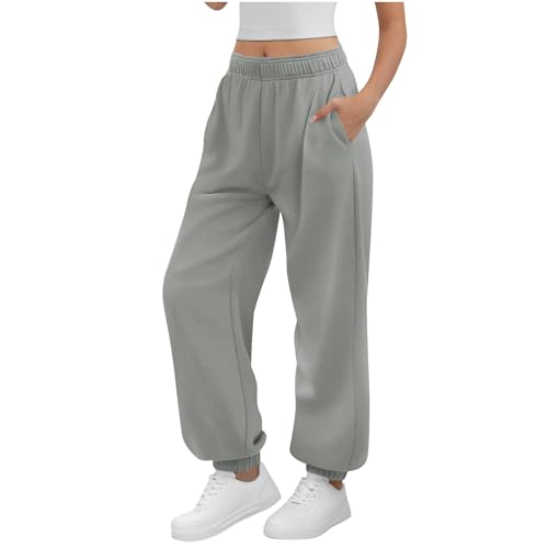 Baggy Jogginghose Damen Jogger Lang Sweathose Weites Bein Sporthose Elastisch Lässige Hose mit Taschen und Kordelzug Bequeme Activewear Herbst Winter Trainingshose Breite Hosen Freizeithose von Generisch