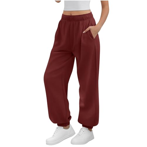 Baggy Jogginghose Damen Jogger Lang Sweathose Weites Bein Sporthose Elastisch Lässige Hose mit Taschen und Kordelzug Bequeme Activewear Herbst Winter Trainingshose Breite Hosen Freizeithose von Generisch