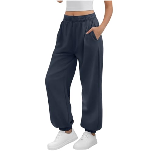 Baggy Jogginghose Damen Jogger Lang Sweathose Weites Bein Sporthose Elastisch Lässige Hose mit Taschen und Kordelzug Bequeme Activewear Herbst Winter Trainingshose Breite Hosen Freizeithose von Generisch