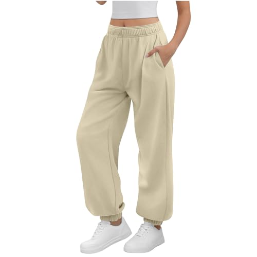 Baggy Jogginghose Damen Jogger Lang Sweathose Weites Bein Sporthose Elastisch Lässige Hose mit Taschen und Kordelzug Bequeme Activewear Herbst Winter Trainingshose Breite Hosen Freizeithose von Generisch