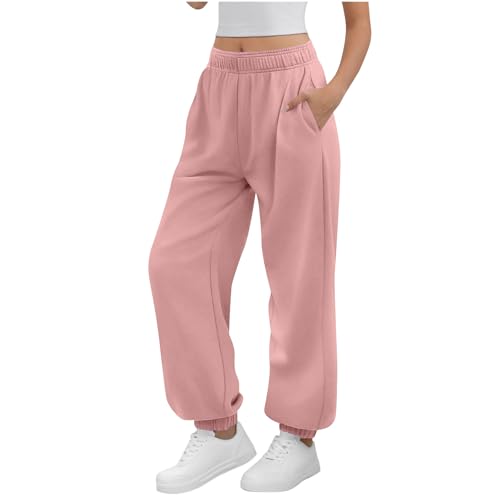 Baggy Jogginghose Damen Jogger Lang Sweathose Weites Bein Sporthose Elastisch Lässige Hose mit Taschen und Kordelzug Bequeme Activewear Herbst Winter Trainingshose Breite Hosen Freizeithose von Generisch