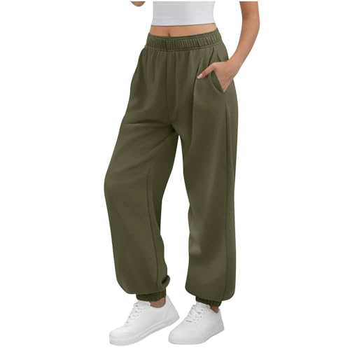 Baggy Jogginghose Damen Jogger Lang Sweathose Weites Bein Sporthose Elastisch Lässige Hose mit Taschen und Kordelzug Bequeme Activewear Herbst Winter Trainingshose Breite Hosen Freizeithose von Generisch