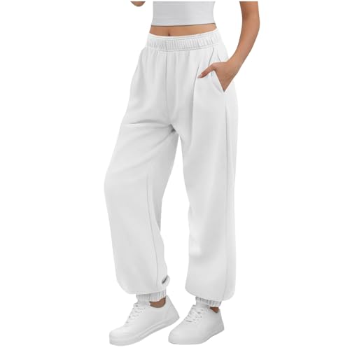 Baggy Jogginghose Damen Jogger Lang Sweathose Weites Bein Sporthose Elastisch Lässige Hose mit Taschen und Kordelzug Bequeme Activewear Herbst Winter Trainingshose Breite Hosen Freizeithose von Generisch