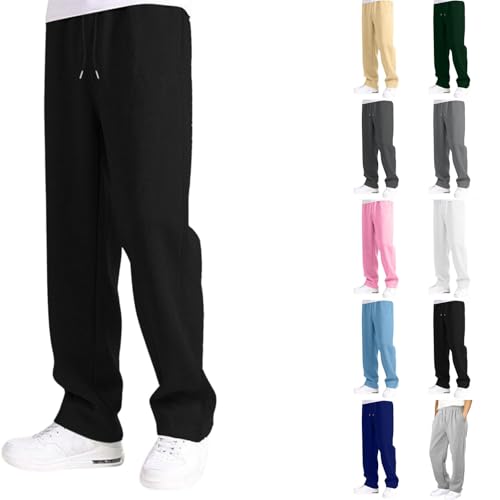 Open Leg Jogger Herren - Schwarz, herrenkleidung, Baumwolle,Sporthose, Trainingshose, Freizeithose, lang,leichte, Sweatpants Jogginganzug sportbekleidung yogahose Jogger Klassische von Generisch