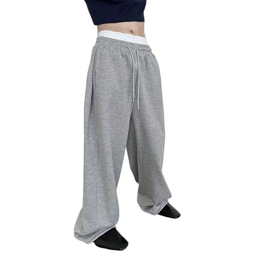 Baggy Jogginghose Herren Baumwolle Sweatpants Y2k Breite Hose Weites Bein Sporthose Elastische Taille Freizeithose Lang mit Taschen Trainingshose Sporthosen Sweathose Streetwear von Generisch
