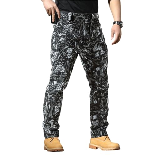 Baggy Jogginghose Herren Golfhose Taktische Hose Outdoorhose Camouflage Latzhose Stretch Jeanshose Freizeithose Sporthose Sweathose Schwarz Parka Work Trousers Men Jeans von Generisch