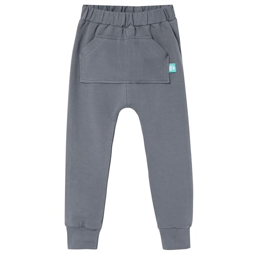 Baggy-Jogginghose für Jungen mit Kängurutasche in Navy Blue, SCHWARZ, KARAMEL und Stein. (DE/NL/SE/PL, Numerisch, 104, 110, Slim, 1, Stein) von Generisch