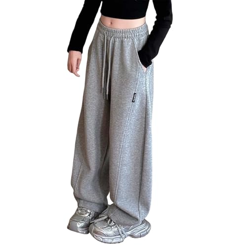 Baggy Trainingshose Kinder Mädchen Jogginghose Lang Bequeme Weites Bein Sweathose Baumwolle Elastische Hohe Taille Activewear Jogger Hosen Sporthose Relaxhose Teenager von Generisch