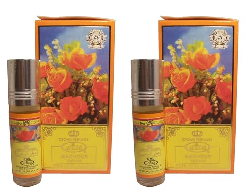 Bakhour Concentrated Perfume Oil 6ml Roll On – Oriental Long Lasting Alcohol Free Attar, Pack of 2 von Generisch