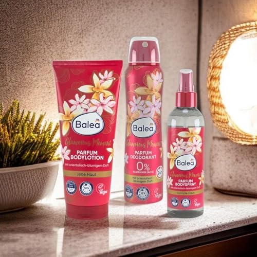 Balea Glamorous Moment Pflegeset (3-teilig) | Parfum Bodylotion (200ml), Parfum Deodorant ohne Aluminium (150ml) & Parfum Bodyspray (200ml) | Orientalisch-blumiger Duft | Veganes Geschenkset für Damen von Generisch