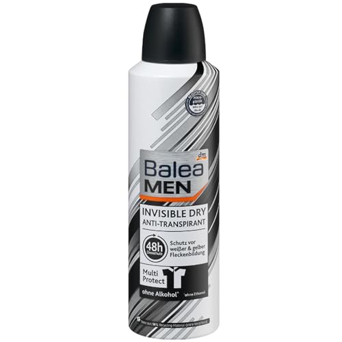 Balea Men Deo Spray Invisible dry - Anti Transpirant 200ml 48h Schutz *Ohne Alkohol* *Ohne Mikroplastik* Deodorant von Generisch