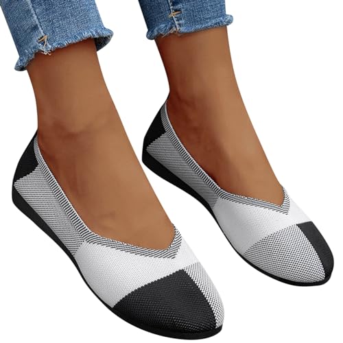 Ballerina, Ballerinas Damen Slip On Strick Schuhe Mittelalter Mokassins Sommerschuhe Gymnastikschuhe Sneaker Elegant Loafer Tanzschuhe Mesh Stoffschuhe Geschlossene Halbschuhe von Generisch