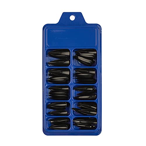 Ballerina Falsche Farbige lange Stiletto Press On Nails Full Cover Pointys False Nails Künstliche Fingernägel für Frauen Mädchen Acryl Nail Design Salon Maniküre Extension Gel Für (Black, One Size) von Generisch