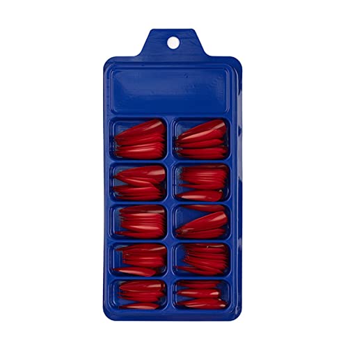 Ballerina Falsche Farbige lange Stiletto Press On Nails Full Cover Pointys False Nails Künstliche Fingernägel für Frauen Mädchen Acryl Nail Design Salon Maniküre Extension Gel Für (Red, One Size) von Generisch