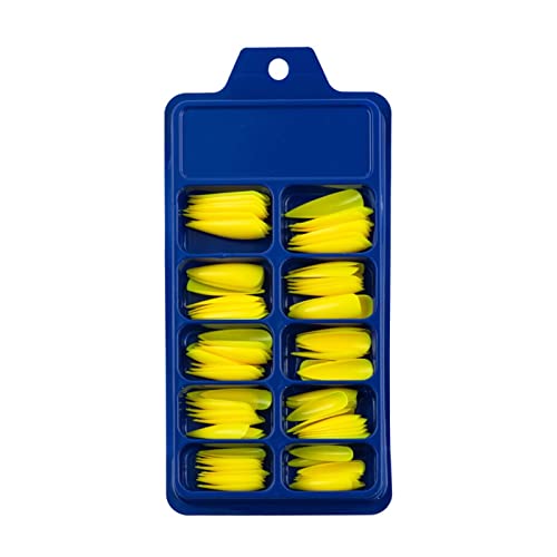 Ballerina Falsche Farbige lange Stiletto Press On Nails Full Cover Pointys False Nails Künstliche Fingernägel für Frauen Mädchen Acryl Nail Design Salon Maniküre Extension Gel Für (Yellow, One Size) von Generisch