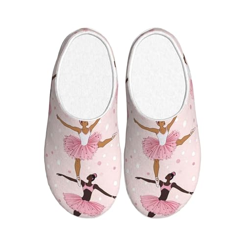 Ballerina Rosa Damen Hausschuhe Flanell Haus Pantoffeln für Männer Balletttänzerin rutschfeste Warme Winterschuhe für Indoor Outdoor, mehrfarbig, X-Small Men/ XX-Large Women von Generisch
