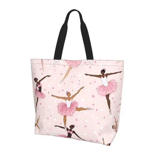Ballerina Rosa Tote Bag Damen Schulterhandtaschen Ballett Tänzerin Einkaufstaschen Wasserabweisend Große Handtasche mit Innentasche für Arbeit Reise Schule von Generisch