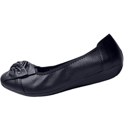 Ballerina Schuhe Damen Elegante Echtem Leder Ballettschuhe weiche Unterseite Flachschuhe rutschfest Walkingschuhe Leichtgewichts Freizeitschuhe Modische Frauen Einzelne Schuhe Runde Zehe Tanzschuhe von Generisch
