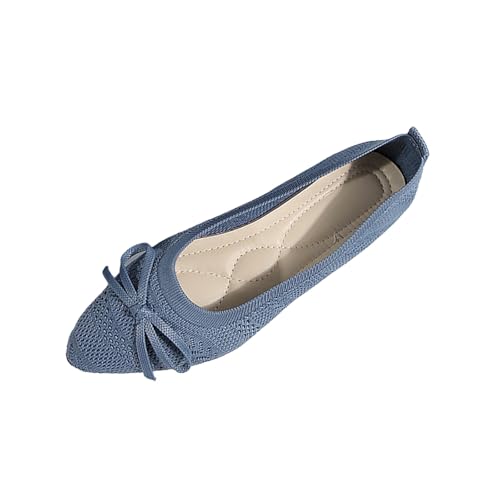 Ballerina Schuhe Damen Flach, Schuhe Damen Ballet Flats Sneaker Stricken Mokassins Elegant Freizeitschuhe Leicht Arbeitsschuhe Bequem Walkingschuhe Spitzen Loafers Stoff Indoor Tanzschuhe von Generisch