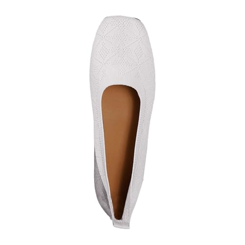 Ballerina Schuhe Damen Runde Zehe Flachschuhe mit Absatz Frauen Strick Flachschuhe Elegante Tanzschuhe Orthopädische Freizeitschuhe Atmungsaktive Ballettschuhe Weiche Sohle Arbeitsschuhe von Generisch