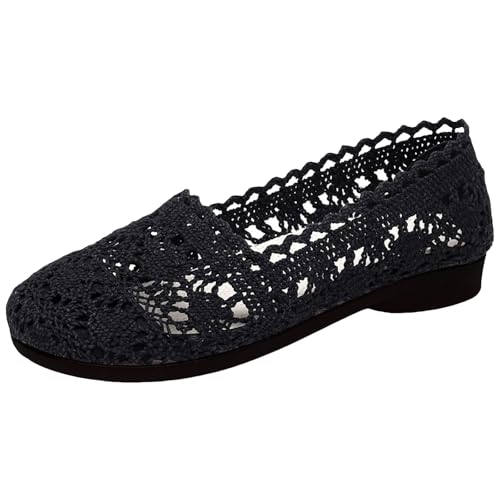Ballerina Schuhe Damen Runde Zehe Mesh Espadrilles Schuhe Flach Spitze Damenschuhe rutschfeste Tanzschuhe Netzstoff Stoffschuhe Leichte Atmungsaktive Freizeitschuhe Lässig Trekkingschuhe von Generisch