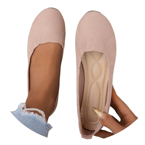 Ballerinas Damen Bequem Slip On Ballerina Schuhe rutschfest Flache Stricken Sommerschuhe Trachtenschuhe Sommer Elegant Dirndlschuhe Weiche Sportlich Tanzschuhe Frauen, 36-43EU von Generisch