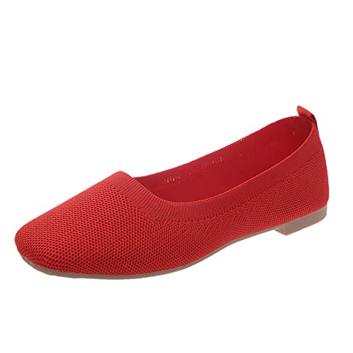 Ballerinas Damen Elegant Barfuss Flach Flache Schuhe Balerinaschuhe Stoff Mokassin Breite Füße Ballerinas Loafer Runde Leder Bequem Espadrilles Stoffschuhe von Generisch