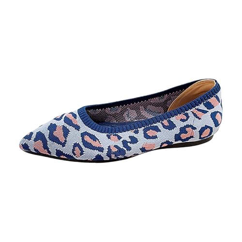 Ballerinas Damen Elegant Bunte | Flache Schuhe Damen Atmungsaktiv Bequeme Orthopädische Schuhe Strick Vermascht Freizeitschuhe Elegant Halbschuhe Walking Flats Schuhe Gesundheitsschuhe von Generisch