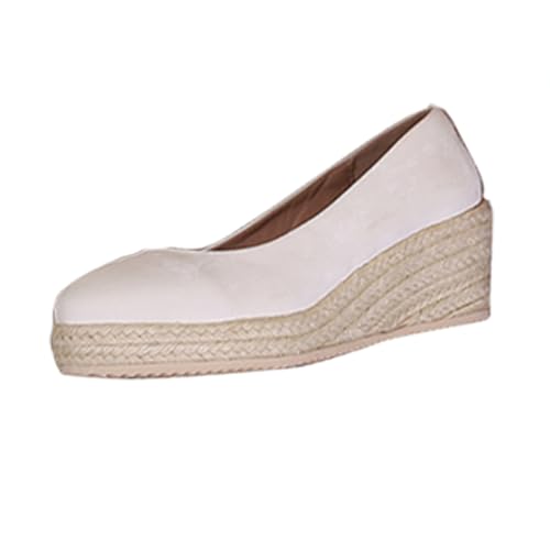 Ballerinas Damen Elegant Mit Keilabsatz, Sandalen Espadrilles Sandaletten Plateau High Heels Slip-On Slipper Seicht Mund Pumps Leicht Bequem Sommerschuhe Pendler Damenschuhe Büroschuhe von Generisch