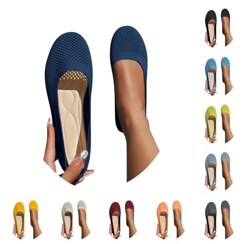Ballerinas Damen Slip On Strick Schuhe Mittelalter Mokassins Sommerschuhe Gymnastikschuhe Sneaker Elegant Loafer Tanzschuhe Mesh Stoffschuhe Geschlossene Halbschuhe 36-43 von Generisch