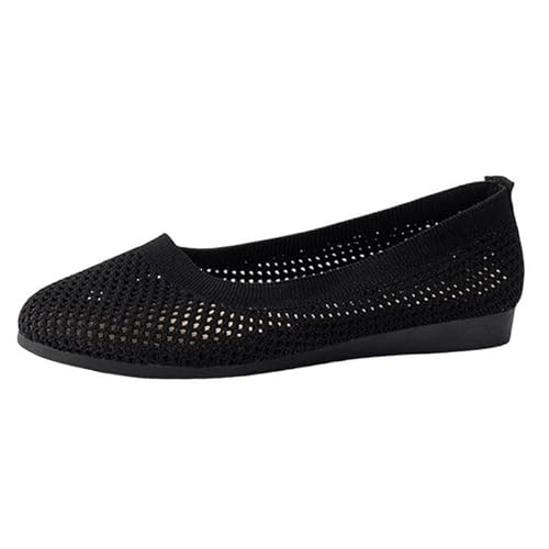 Ballerinas Damen Slip On Strick Schuhe Mittelalter Mokassins Sommerschuhe Gymnastikschuhe Sneaker Elegant Loafer Tanzschuhe Mesh Stoffschuhe Geschlossene Halbschuhe von Generisch