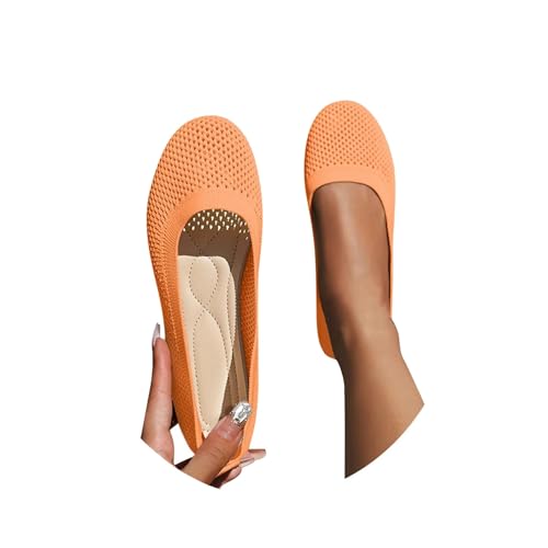 Ballerinas Damen Slip On Strick Schuhe Mittelalter Mokassins Sommerschuhe Gymnastikschuhe Sneaker Elegant Loafer Tanzschuhe Mesh Stoffschuhe Geschlossene Halbschuhe von Generisch