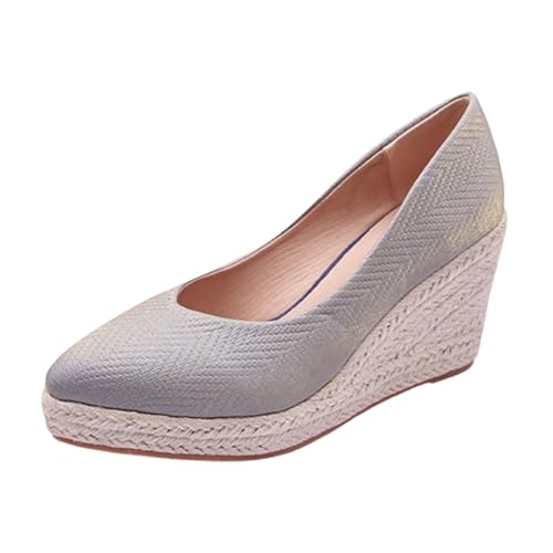 Ballerinas Damen elegant mit Keilabsatz - Pumps Slip-on Einzelne Schuhe Spitze Stöckelschuhe geschlossen Sandaletten Pendler Absatzschuhe hoher Absatz Abendschuhe Elegante Schlupfschuhe von Generisch